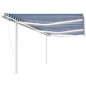vidaXL Tenda da Sole Retrattile Manuale con LED 6x3 m Blu e Bianco vidaXL Tenda da Sole Retrattile Manuale con LED 6x3 m Blu e Bianco