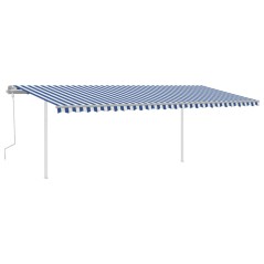 vidaXL Tenda da Sole Retrattile Manuale con LED 6x3 m Blu e Bianco