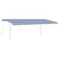 vidaXL Tenda da Sole Retrattile Manuale con LED 6x3 m Blu e Bianco vidaXL Tenda da Sole Retrattile Manuale con LED 6x3 m Blu e Bianco