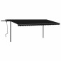 vidaXL Tenda da Sole Retrattile Manuale con LED 5x3 m Antracite vidaXL Tenda da Sole Retrattile Manuale con LED 5x3 m Antracite