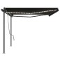 vidaXL Tenda da Sole Retrattile Manuale con LED 5x3 m Antracite vidaXL Tenda da Sole Retrattile Manuale con LED 5x3 m Antracite