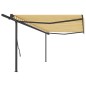 vidaXL Tenda da Sole Retrattile Manuale con Pali 5x3 m Gialla Bianca vidaXL Tenda da Sole Retrattile Manuale con Pali 5x3 m Gialla Bianca