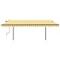 vidaXL Tenda da Sole Retrattile Manuale con Pali 5x3 m Gialla Bianca vidaXL Tenda da Sole Retrattile Manuale con Pali 5x3 m Gialla Bianca