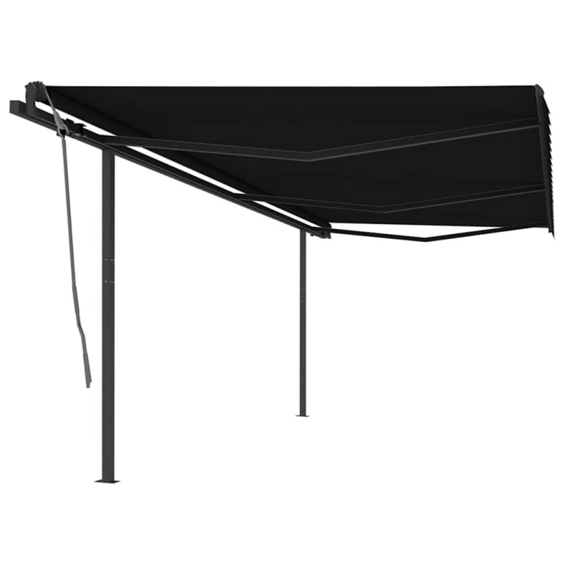 vidaXL Tenda da Sole Retrattile Manuale con Pali 6x3 m Antracite vidaXL Tenda da Sole Retrattile Manuale con Pali 6x3 m Antracite