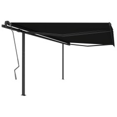 vidaXL Tenda da Sole Retrattile Manuale con Pali 4,5x3 m Antracite