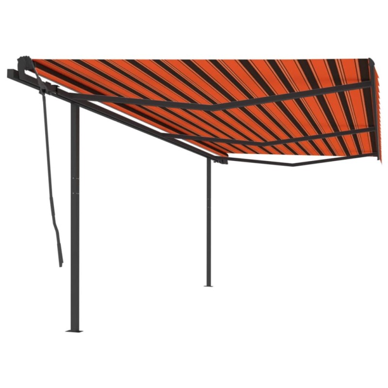 vidaXL Tenda Retrattile Manuale con Pali 6x3,5 m Arancione e Marrone vidaXL Tenda Retrattile Manuale con Pali 6x3,5 m Arancione e Marrone