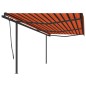 vidaXL Tenda Retrattile Manuale con Pali 6x3,5 m Arancione e Marrone vidaXL Tenda Retrattile Manuale con Pali 6x3,5 m Arancione e Marrone