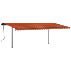 vidaXL Tenda Retrattile Manuale con Pali 6x3,5 m Arancione e Marrone