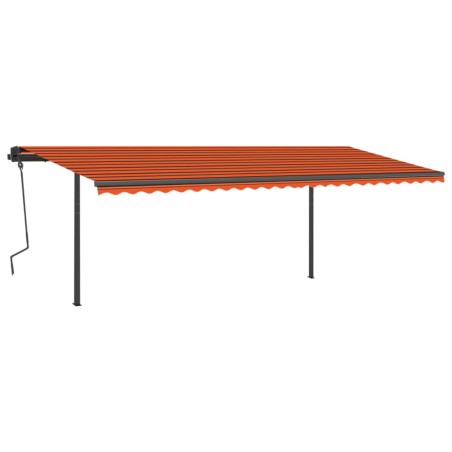 vidaXL Tenda Retrattile Manuale con Pali 6x3,5 m Arancione e Marrone