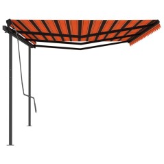 vidaXL Tenda Sole Retrattile Manuale con Pali 6x3 m Arancione Marrone