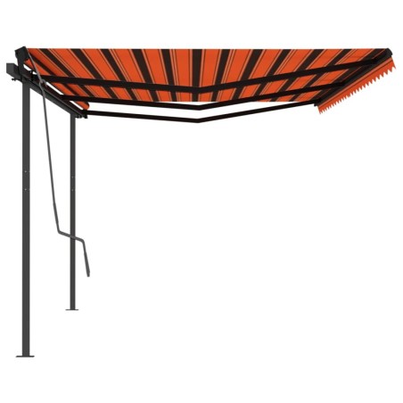 vidaXL Tenda Sole Retrattile Manuale con Pali 6x3 m Arancione Marrone