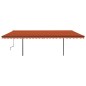 vidaXL Tenda Sole Retrattile Manuale con Pali 6x3 m Arancione Marrone vidaXL Tenda Sole Retrattile Manuale con Pali 6x3 m Arancione Marrone