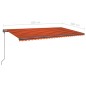 vidaXL Tenda Sole Retrattile Manuale con Pali 6x3 m Arancione Marrone vidaXL Tenda Sole Retrattile Manuale con Pali 6x3 m Arancione Marrone