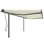 vidaXL Tenda da Sole Retrattile Manuale con Pali 4,5x3,5 m Crema vidaXL Tenda da Sole Retrattile Manuale con Pali 4,5x3,5 m Crema