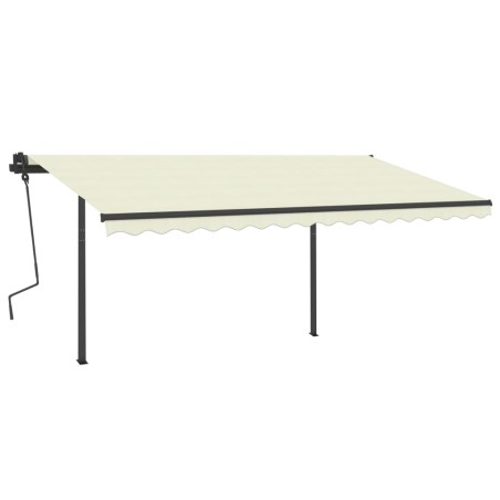 vidaXL Tenda da Sole Retrattile Manuale con Pali 4,5x3,5 m Crema