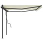 vidaXL Tenda da Sole Retrattile Manuale con Pali 4,5x3,5 m Crema vidaXL Tenda da Sole Retrattile Manuale con Pali 4,5x3,5 m Crema