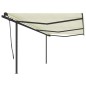 vidaXL Tenda da Sole Retrattile Manuale con Pali 6x3,5 m Crema vidaXL Tenda da Sole Retrattile Manuale con Pali 6x3,5 m Crema