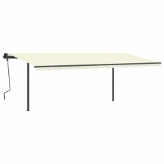 vidaXL Tenda da Sole Retrattile Manuale con Pali 6x3,5 m Crema