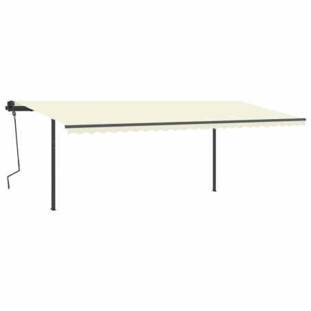vidaXL Tenda da Sole Retrattile Manuale con Pali 6x3,5 m Crema