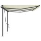 vidaXL Tenda da Sole Retrattile Manuale con Pali 6x3,5 m Crema vidaXL Tenda da Sole Retrattile Manuale con Pali 6x3,5 m Crema