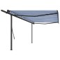 vidaXL Tenda da Sole Retrattile Manuale con Pali 5x3,5m Blu e Bianca vidaXL Tenda da Sole Retrattile Manuale con Pali 5x3,5m Blu e Bianca