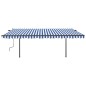 vidaXL Tenda da Sole Retrattile Manuale con Pali 5x3,5m Blu e Bianca vidaXL Tenda da Sole Retrattile Manuale con Pali 5x3,5m Blu e Bianca