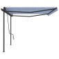 vidaXL Tenda da Sole Retrattile Manuale con Pali 5x3,5m Blu e Bianca vidaXL Tenda da Sole Retrattile Manuale con Pali 5x3,5m Blu e Bianca