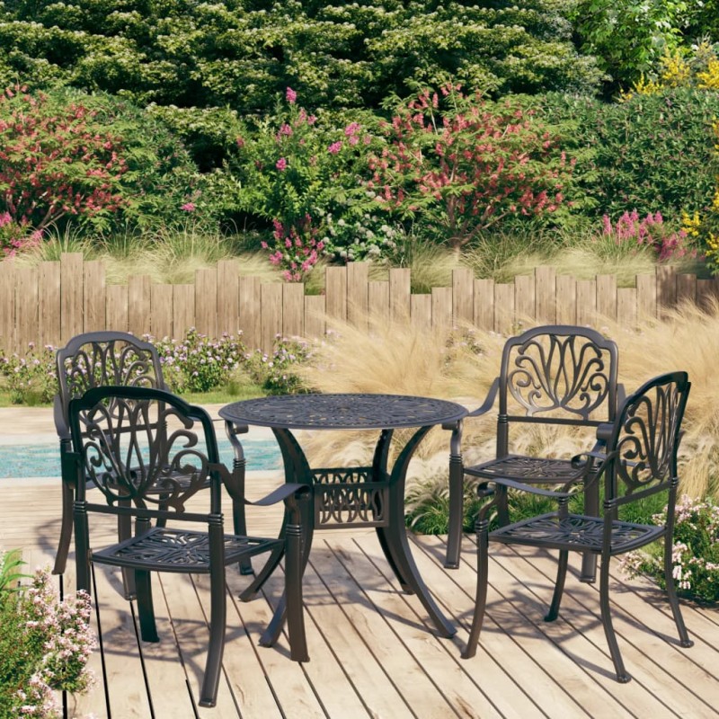 vidaXL Set da Bistrot 5 pz in Alluminio Pressofuso Nero vidaXL Set da Bistrot 5 pz in Alluminio Pressofuso Nero