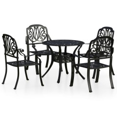 vidaXL Set da Bistrot 5 pz in Alluminio Pressofuso Nero