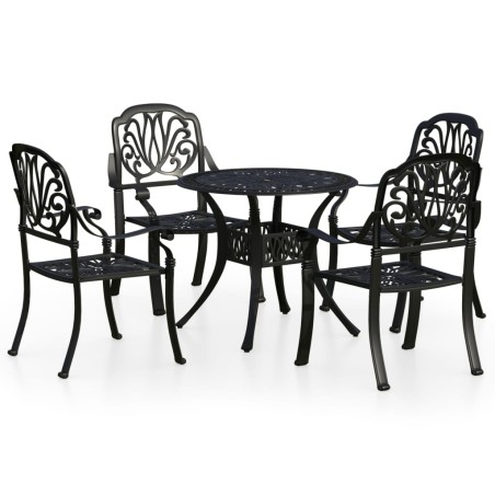 vidaXL Set da Bistrot 5 pz in Alluminio Pressofuso Nero