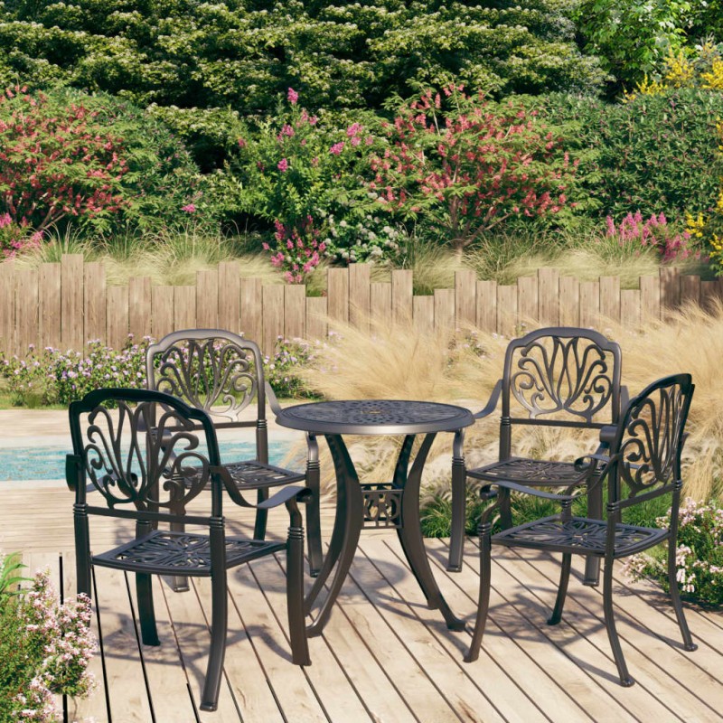 vidaXL Set da Bistrot 5 pz in Alluminio Pressofuso Nero vidaXL Set da Bistrot 5 pz in Alluminio Pressofuso Nero