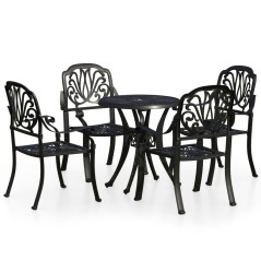 vidaXL Set da Bistrot 5 pz in Alluminio Pressofuso Nero