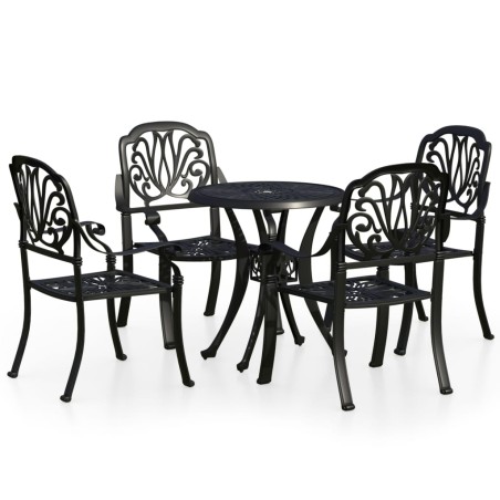 vidaXL Set da Bistrot 5 pz in Alluminio Pressofuso Nero