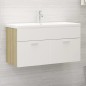 vidaXL Mobile da Bagno con Lavabo Bianco e Rovere Sonoma in Truciolato