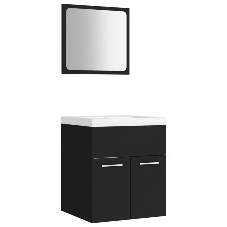 vidaXL Set Mobili da Bagno Nero in Truciolato