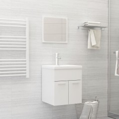 vidaXL Set Mobili da Bagno Bianco Lucido in Truciolato