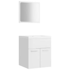 vidaXL Set Mobili da Bagno Bianco Lucido in Truciolato