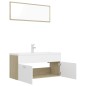 vidaXL Set Mobili da Bagno Bianco e Rovere Sonoma in Truciolato vidaXL Set Mobili da Bagno Bianco e Rovere Sonoma in Truciolato