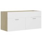 vidaXL Set Mobili da Bagno Bianco e Rovere Sonoma in Truciolato vidaXL Set Mobili da Bagno Bianco e Rovere Sonoma in Truciolato