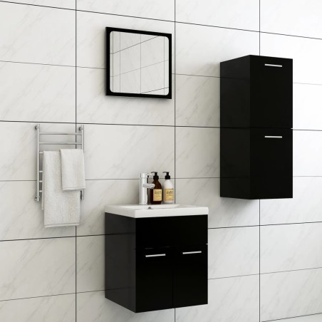 vidaXL Set Mobili da Bagno Nero in Truciolato