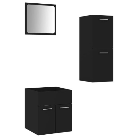 vidaXL Set Mobili da Bagno Nero in Truciolato