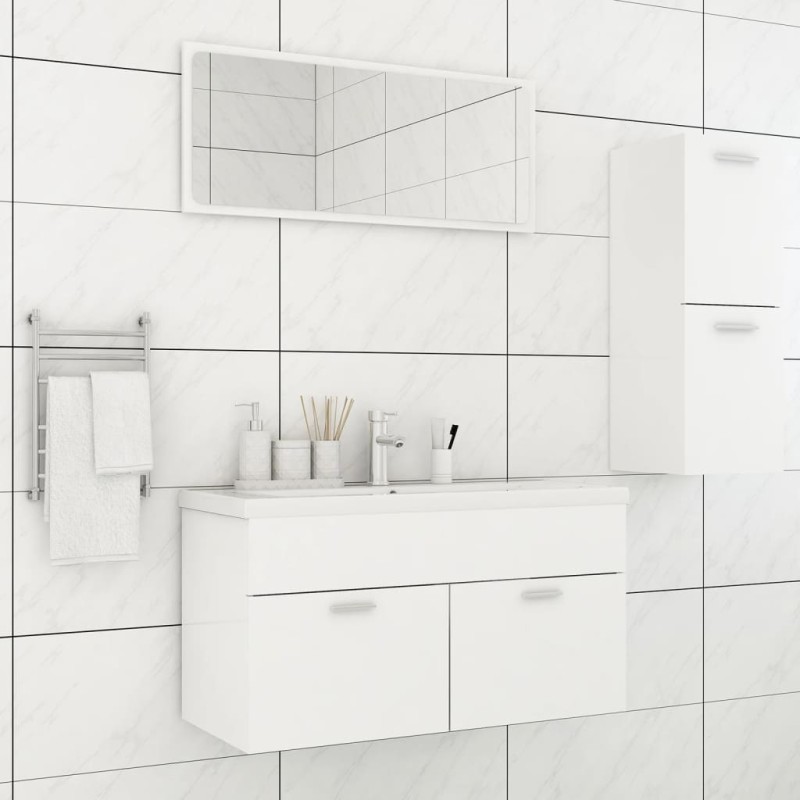 vidaXL Set Mobili da Bagno Bianco in Truciolato