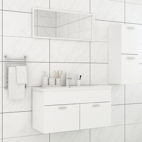 vidaXL Set Mobili da Bagno Bianco in Truciolato