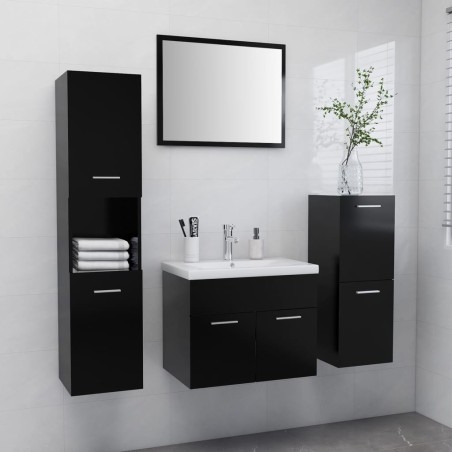 vidaXL Set Mobili da Bagno Nero in Legno Multistrato