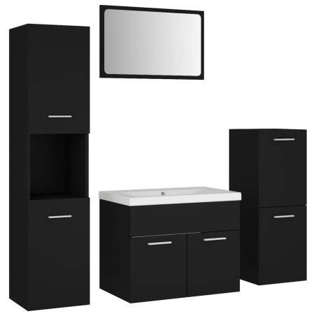 vidaXL Set Mobili da Bagno Nero in Legno Multistrato