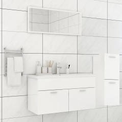 vidaXL Set Mobili da Bagno Bianco Lucido in Legno Multistrato