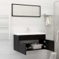 vidaXL Set Mobili da Bagno Nero in Legno Multistrato vidaXL Set Mobili da Bagno Nero in Legno Multistrato
