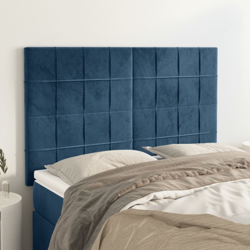 Testiere 4 pz Blu Scuro 72x5x78/88 cm in Velluto Testiere 4 pz Blu Scuro 72x5x78/88 cm in Velluto
