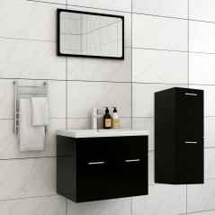 vidaXL Set Mobili da Bagno Nero in Legno Multistrato