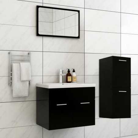 vidaXL Set Mobili da Bagno Nero in Legno Multistrato